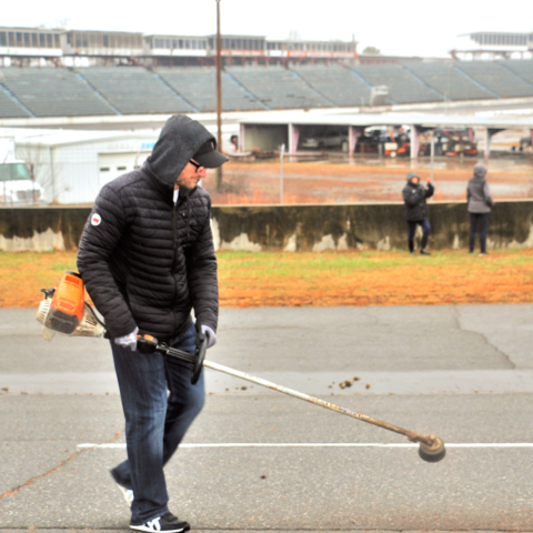 NASCAR Hall of Fame inductee Dale Earnhardt Jr. helped clean up North Wilkesboro Speedway's racing surface in December of 2019, nearly three years before racing returned to the iconic five-eighths-mile oval.